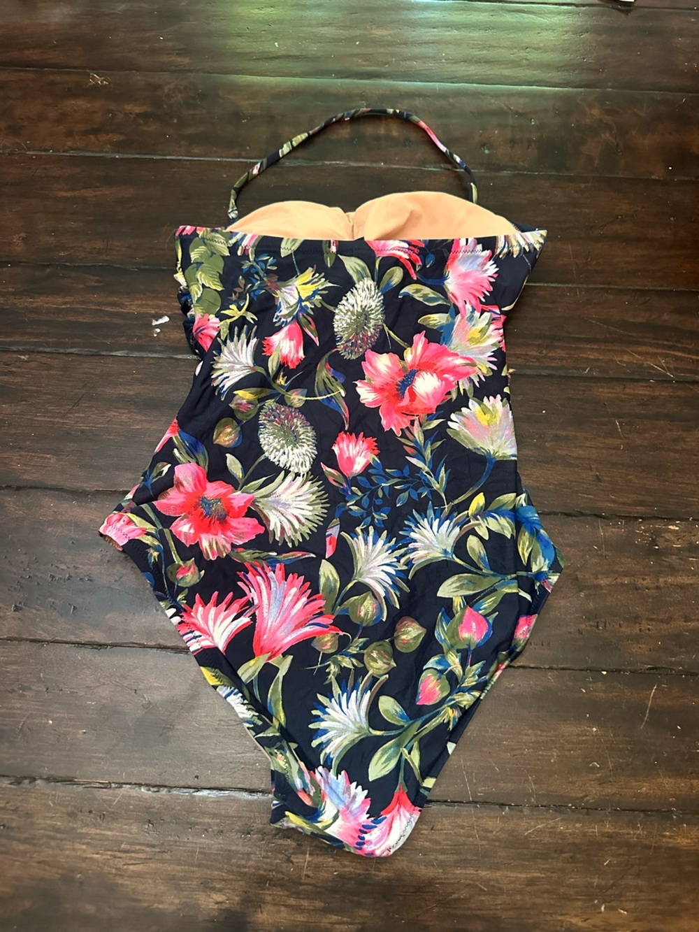 J. Crew Navy Floral Print Underwire One Piece Balconette Swimsuit 6 38868 - Picture 7 of 12